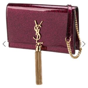 Yves Saint Laurent Deep Red Glitter Crossbody Bag